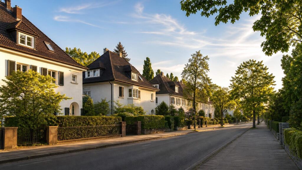 Mannheim-Gartenstadt: Wohnstraße im Abendlicht — Kapitalanlage-Standort