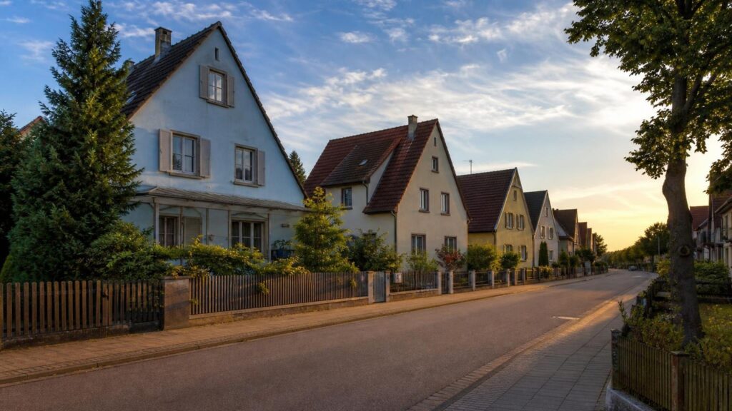 Mannheim-Sandhofen: Wohnstraße im Abendlicht — Kapitalanlage-Standort
