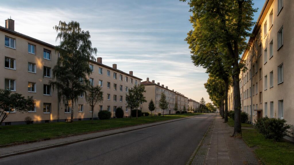 Mannheim-Schönau: Wohnstraße im Abendlicht — Kapitalanlage-Standort