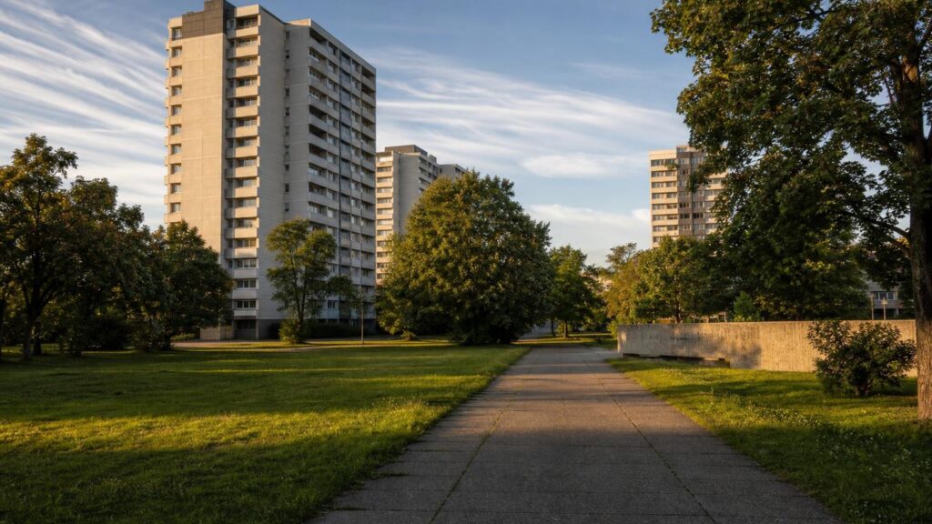 Mannheim-Vogelstang: Wohnstraße im Abendlicht — Kapitalanlage-Standort