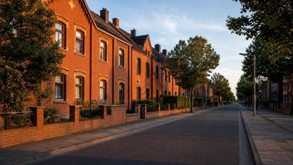 Mannheim-Waldhof: Wohnstraße im Abendlicht — Kapitalanlage-Standort