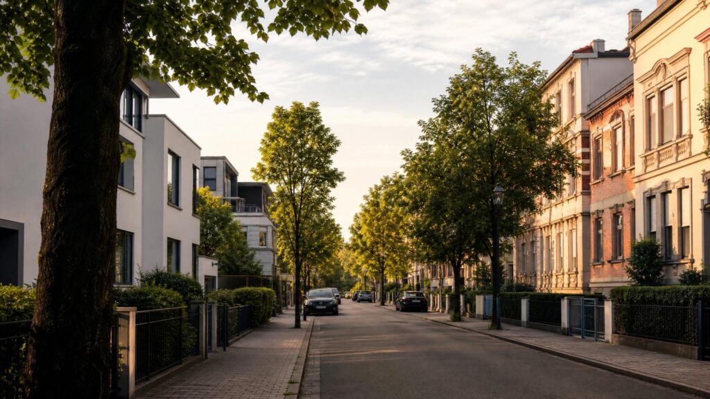 Mannheim-Käfertal: Wohngegend in der goldenen Stunde