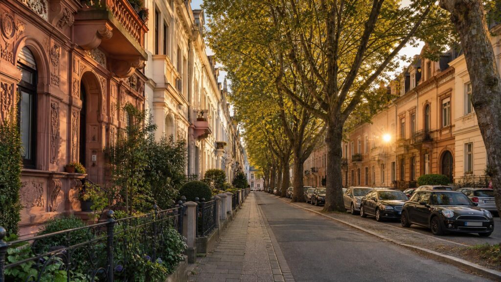 Mannheim-Lindenhof: Wohngegend in der goldenen Stunde