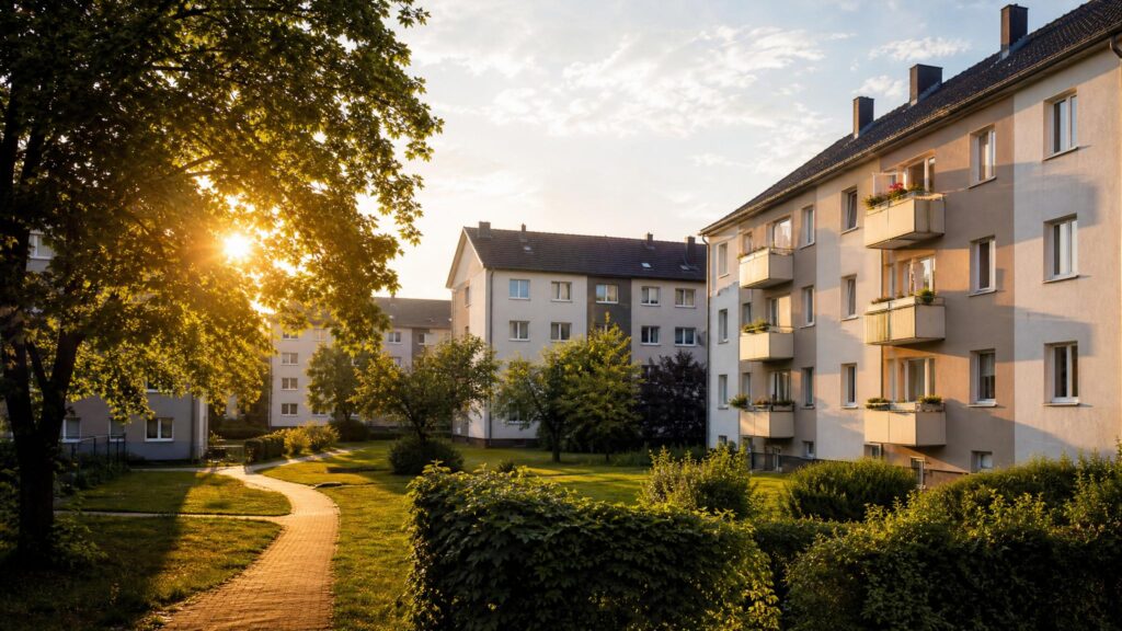 Mannheim-Luzenberg: Wohngegend in der goldenen Stunde