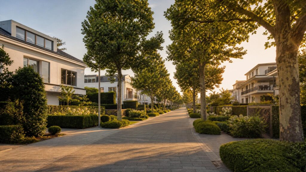 Mannheim-Neuostheim: Wohngegend in der goldenen Stunde