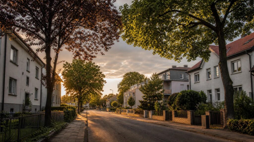 Mannheim-Niederfeld: Wohngegend in der goldenen Stunde