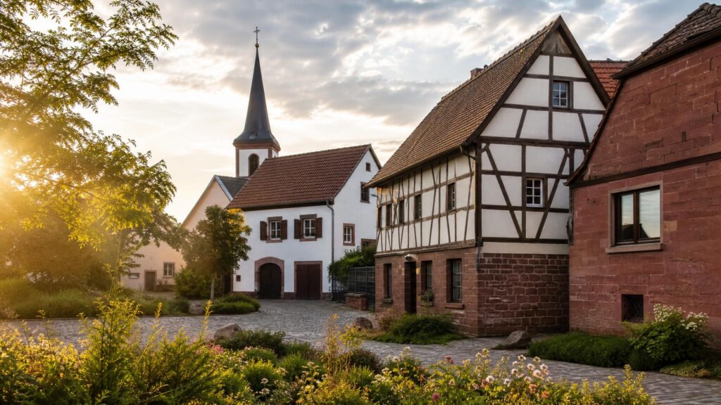 Mannheim-Sandhofen: Wohngegend in der goldenen Stunde