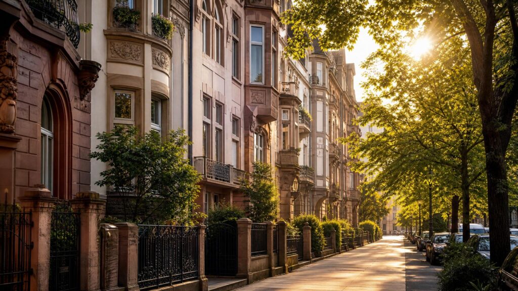Mannheim-Schwetzingerstadt/Oststadt: Wohngegend in der goldenen Stunde