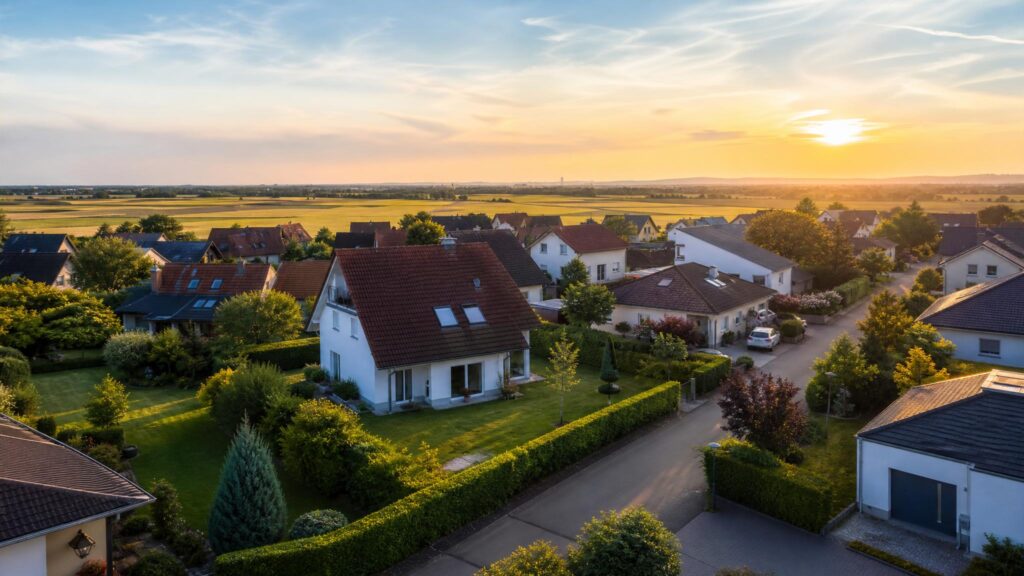 Mannheim-Wallstadt: Wohngegend in der goldenen Stunde